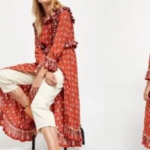 Free People Calico Skies Midi Dress boho bohemian floral size small casual